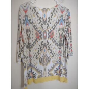 Chico's Zenergy Petite 2P/Medium‎ Kat Border Tunic Aztec Pattern Bohemian Casual